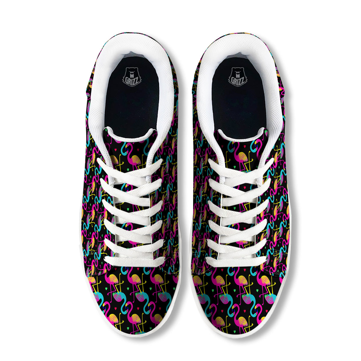 Exotic Hawaiian Flamingo Print Pattern White Low Top Sneakers-grizzshop