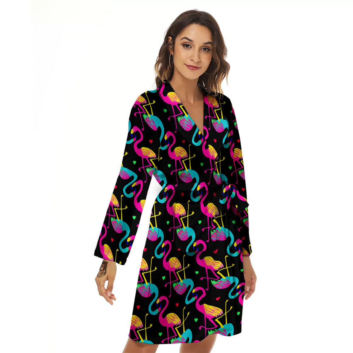 Exotic Hawaiian Flamingo Print Pattern Women's Robe-grizzshop