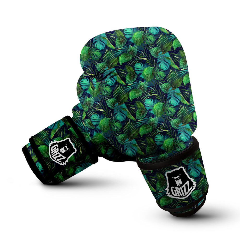 Exotic Leaf Tropical Print Pattern Boxing Gloves-grizzshop