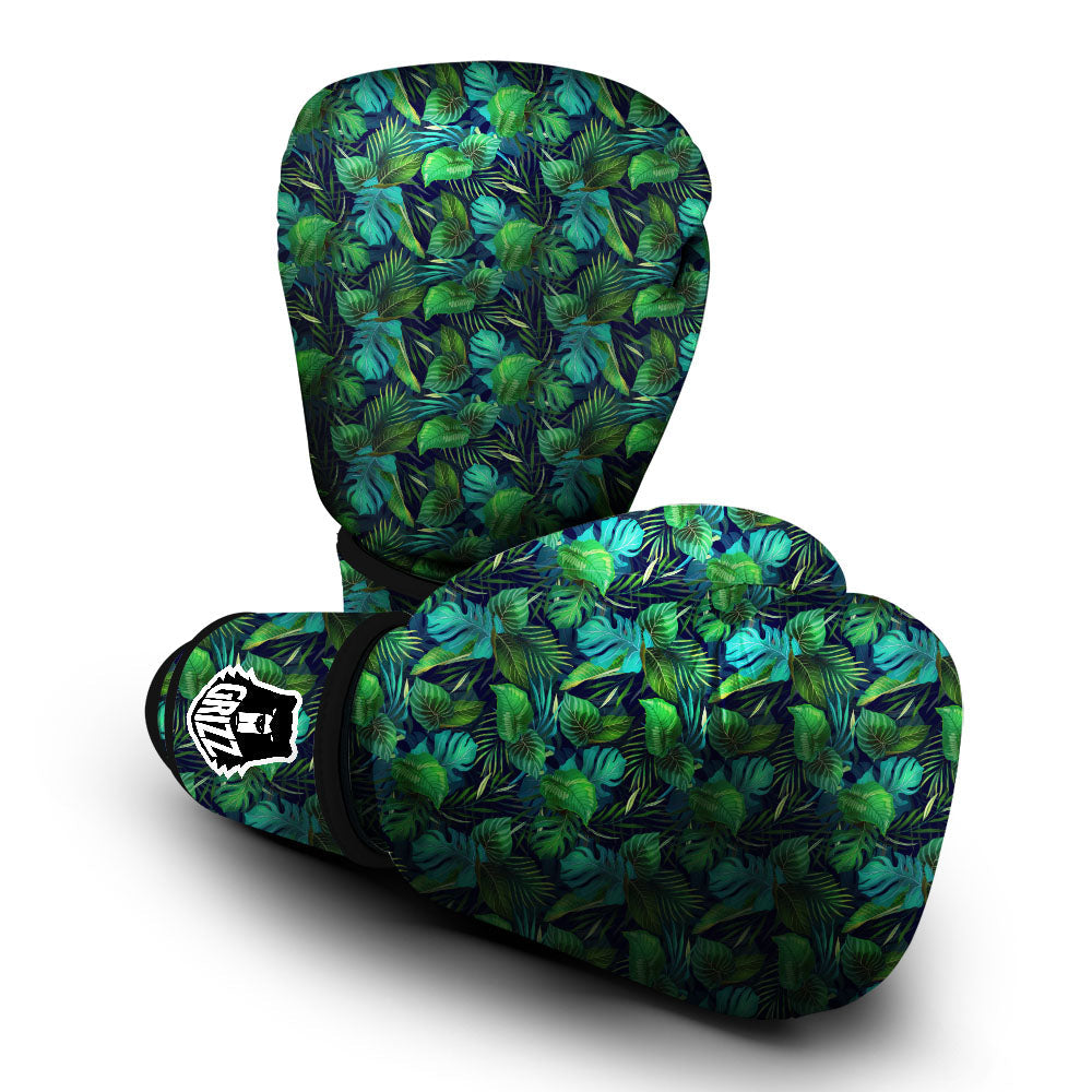 Exotic Leaf Tropical Print Pattern Boxing Gloves-grizzshop