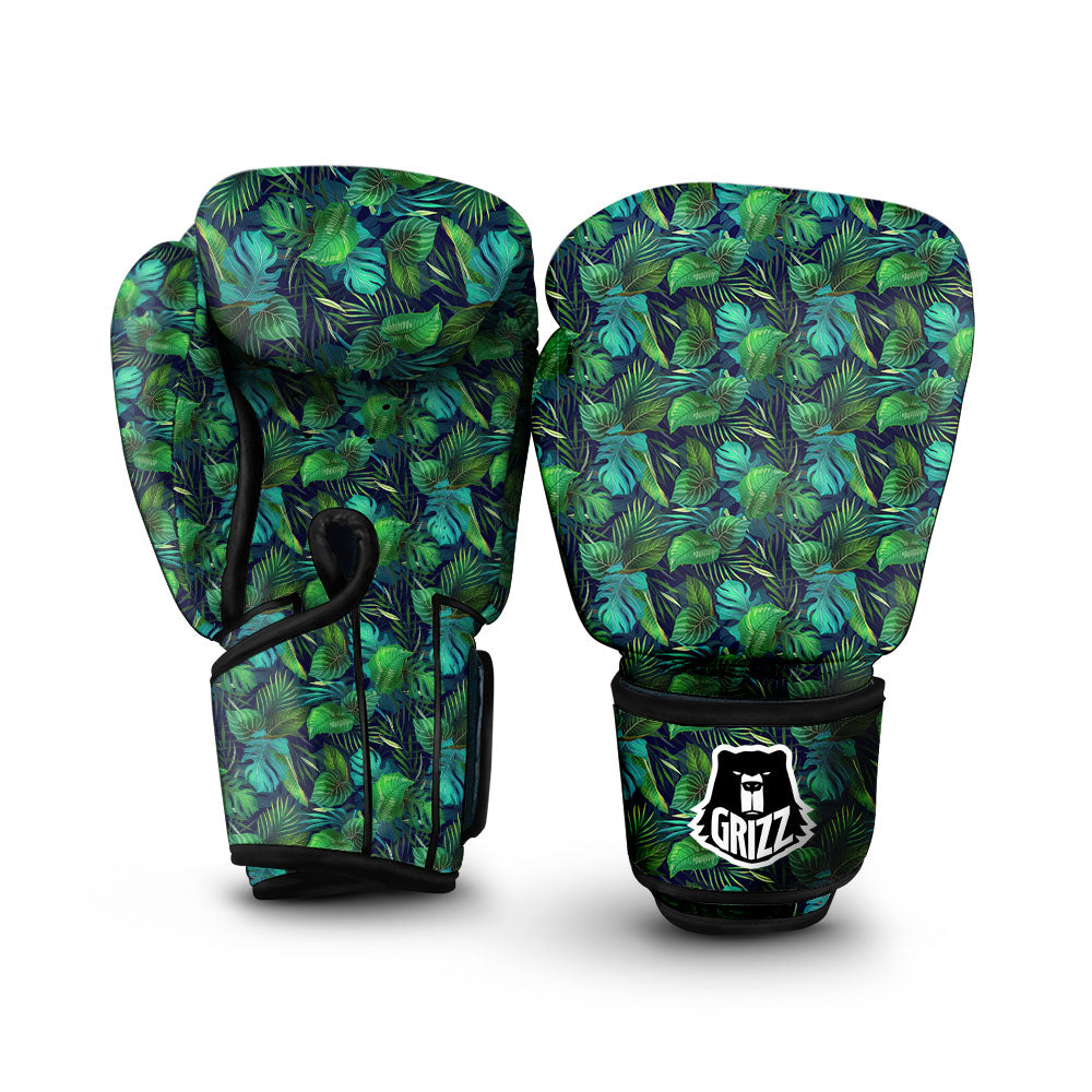 Exotic Leaf Tropical Print Pattern Boxing Gloves-grizzshop