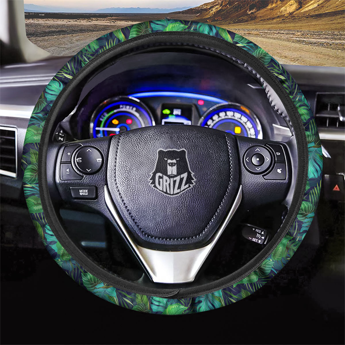 Exotic Leaf Tropical Print Pattern Car Steering Wheel Cover-grizzshop