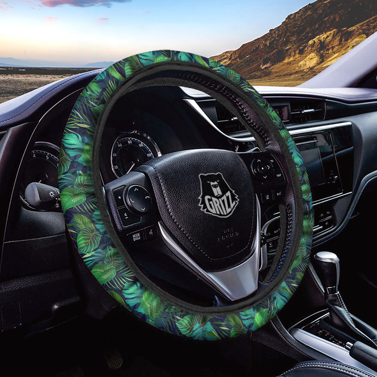 Exotic Leaf Tropical Print Pattern Car Steering Wheel Cover-grizzshop