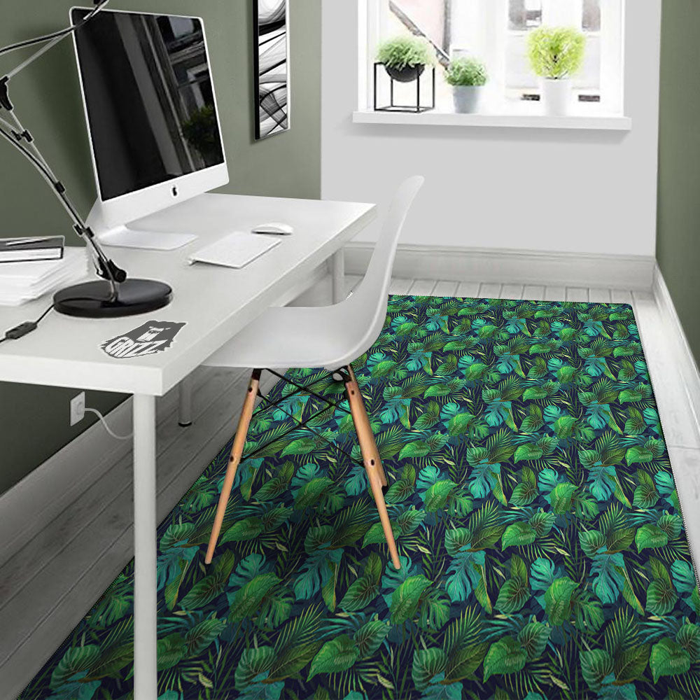 Exotic Leaf Tropical Print Pattern Floor Mat-grizzshop
