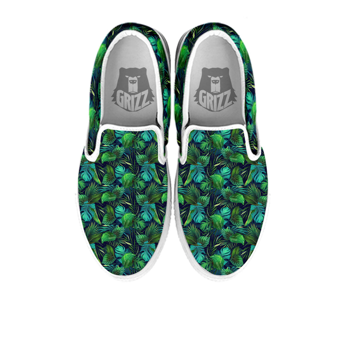 Exotic Leaf Tropical Print Pattern White Slip On Shoes-grizzshop