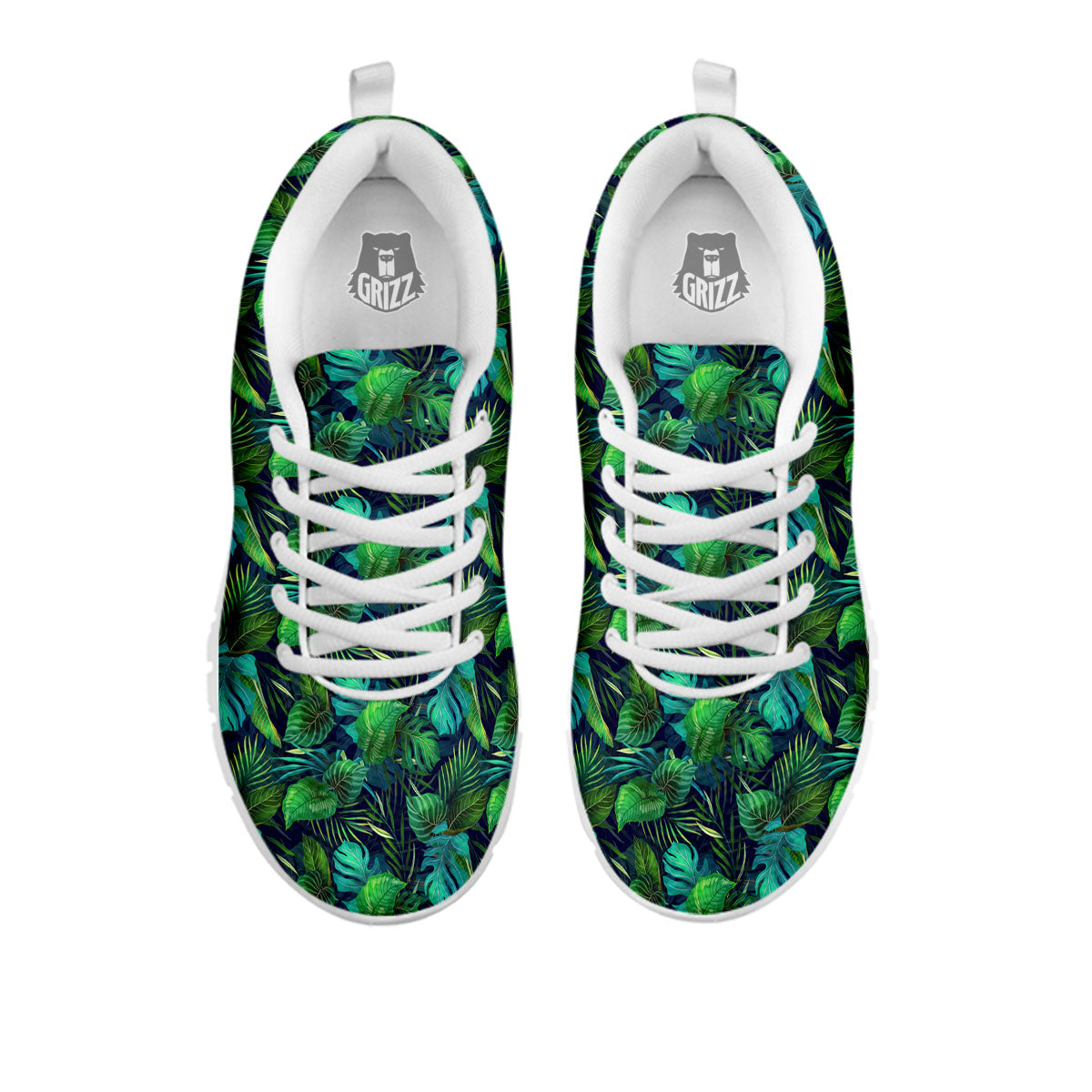Exotic Leaf Tropical Print Pattern White Sneaker-grizzshop