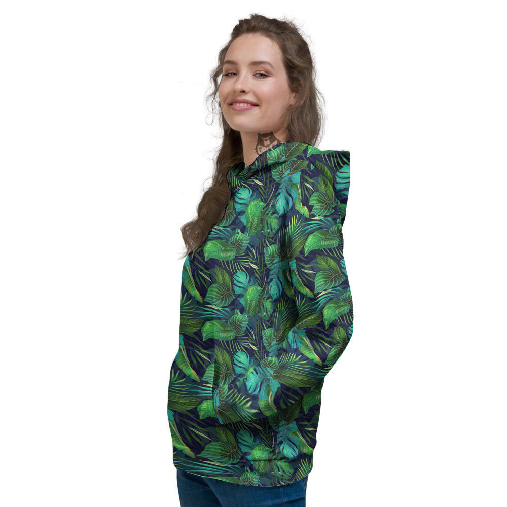 Exotic Leaf Tropical Print Pattern Women's Hoodie-grizzshop