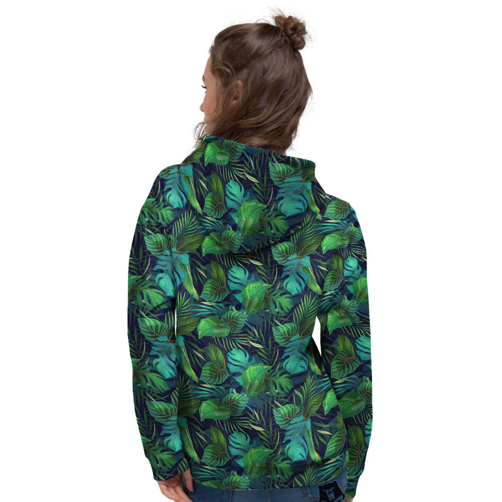 Exotic Leaf Tropical Print Pattern Women's Hoodie-grizzshop