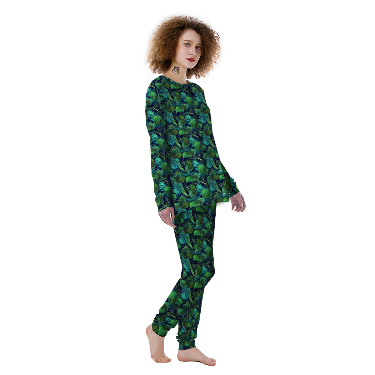 Exotic Leaf Tropical Print Pattern Women's Pajamas-grizzshop
