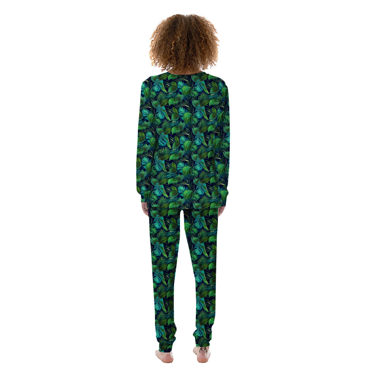 Exotic Leaf Tropical Print Pattern Women's Pajamas-grizzshop