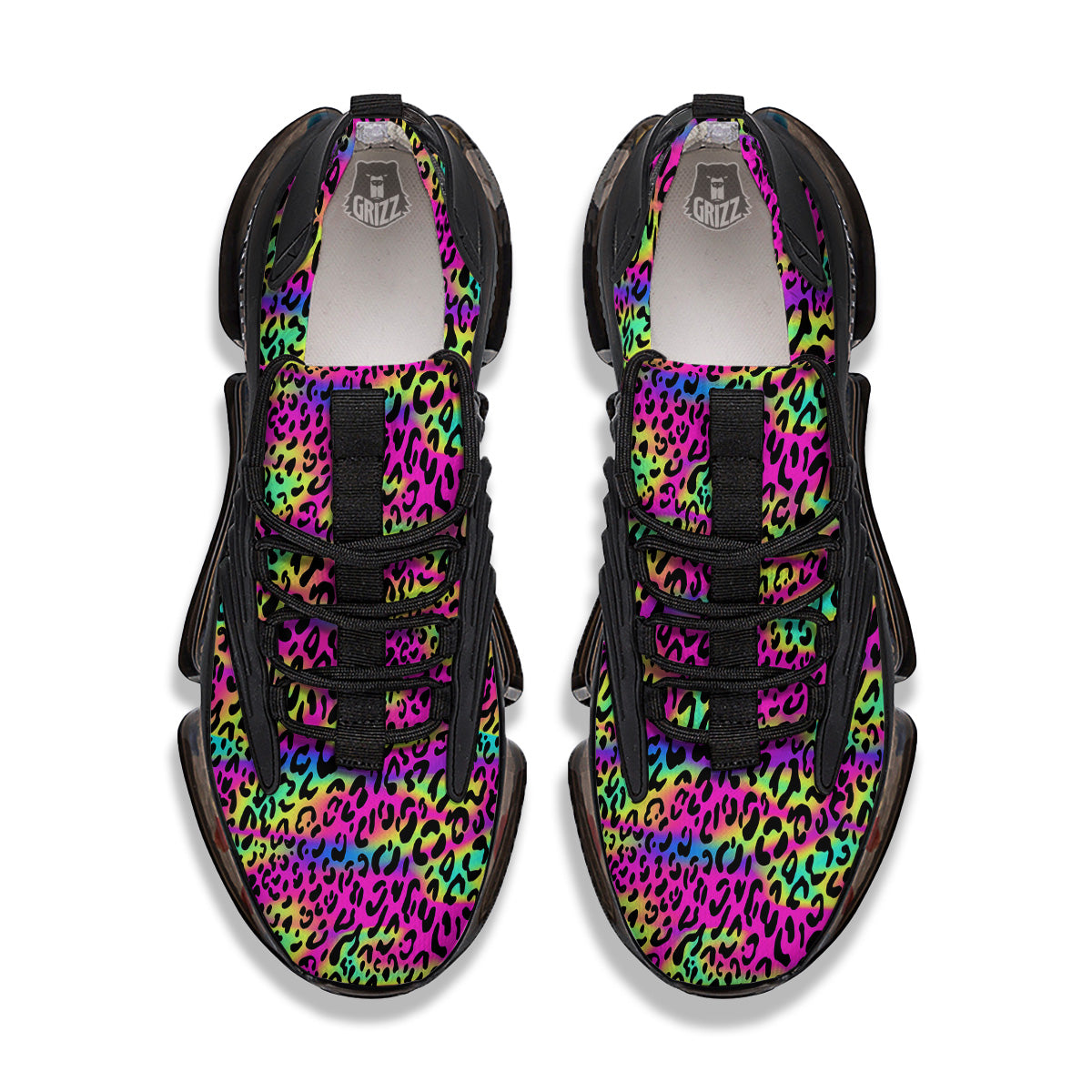 Exotic Neon Leopard Print Pattern Black Gym Shoes-grizzshop