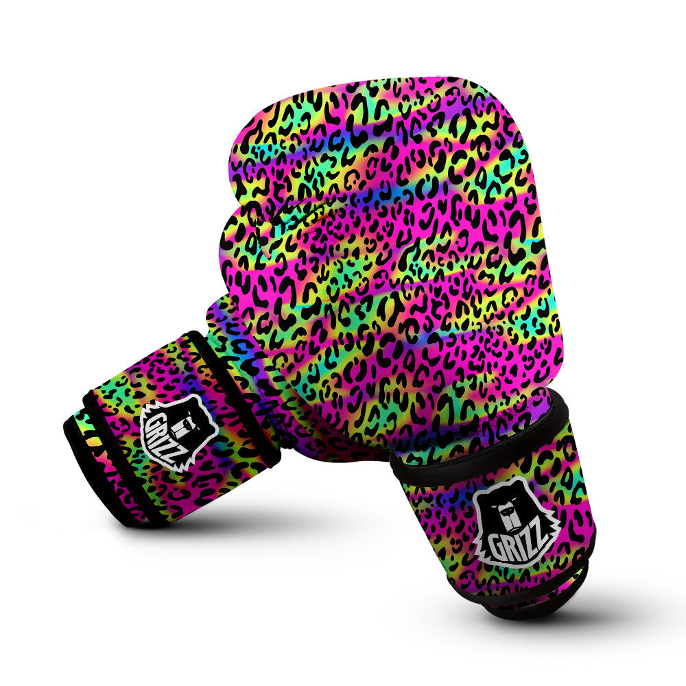 Exotic Neon Leopard Print Pattern Boxing Gloves-grizzshop