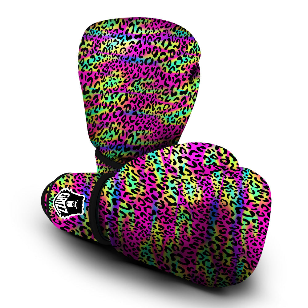 Exotic Neon Leopard Print Pattern Boxing Gloves-grizzshop