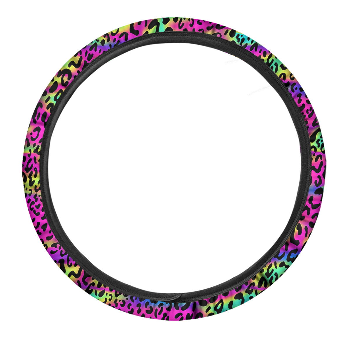 Exotic Neon Leopard Print Pattern Car Steering Wheel Cover-grizzshop