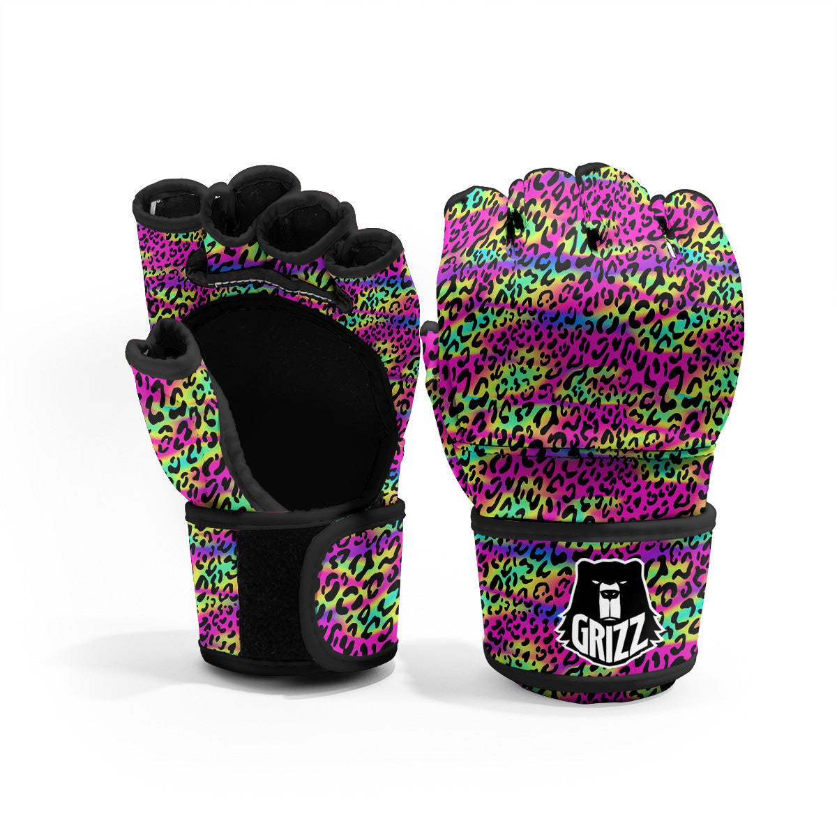 Exotic Neon Leopard Print Pattern MMA Gloves-grizzshop