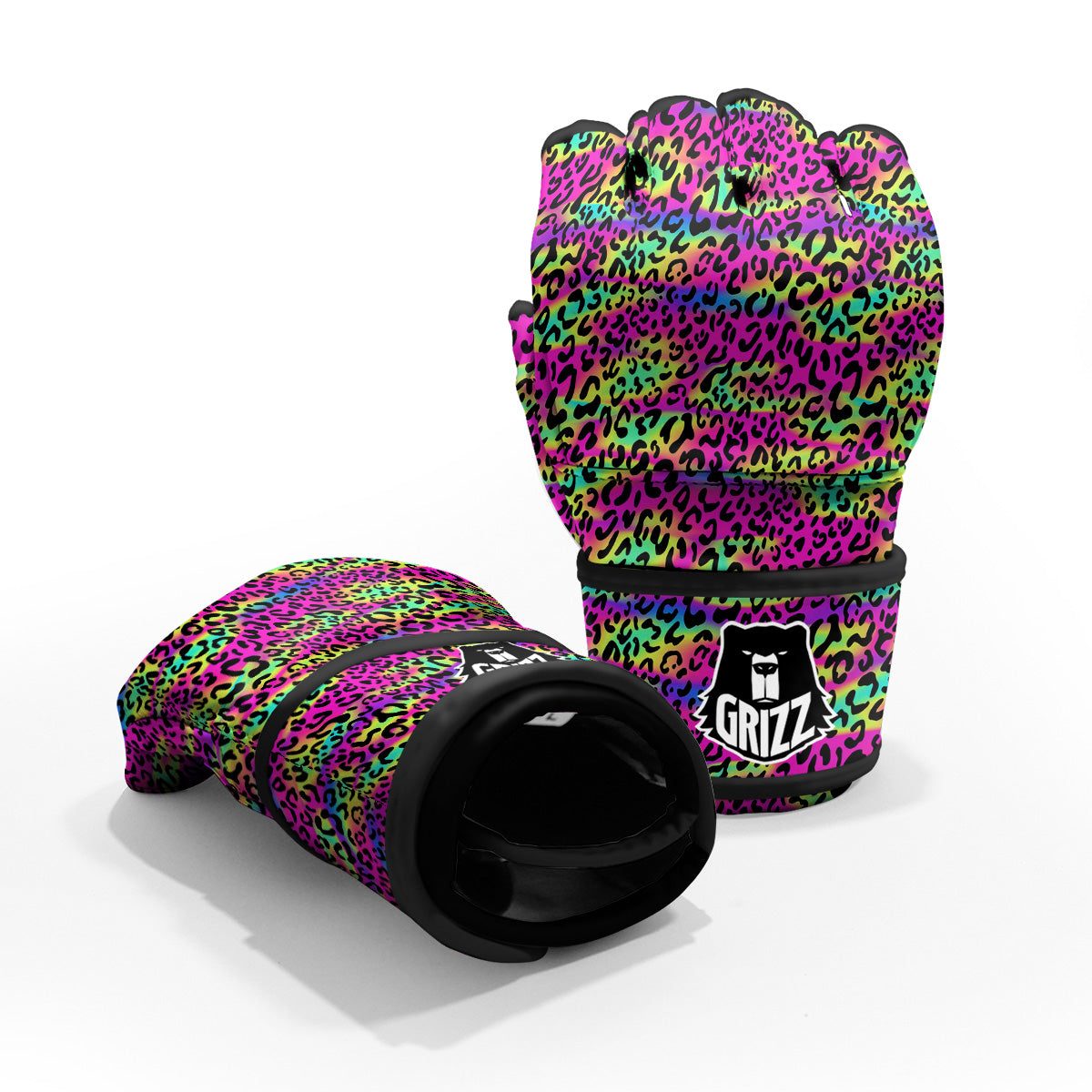 Exotic Neon Leopard Print Pattern MMA Gloves-grizzshop