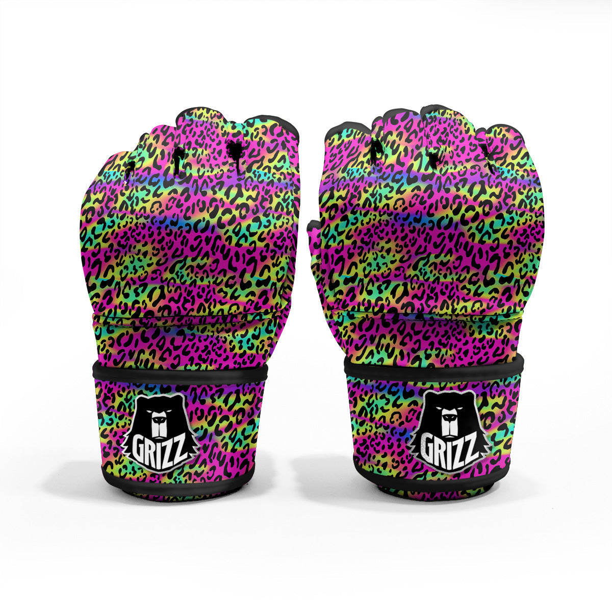 Exotic Neon Leopard Print Pattern MMA Gloves-grizzshop