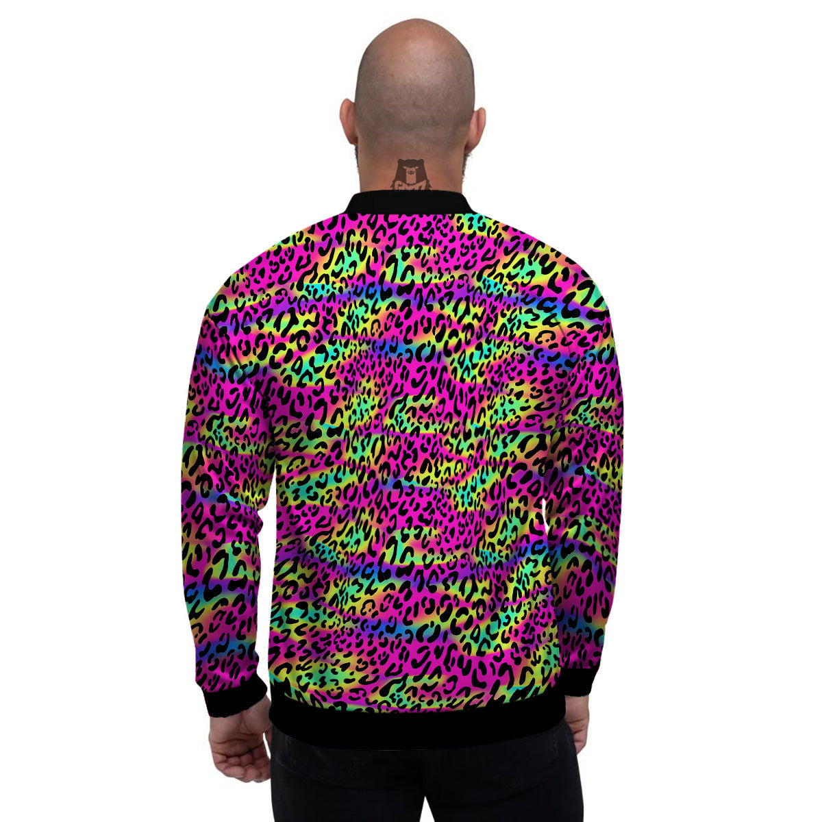 Exotic Neon Leopard Print Pattern Men's Bomber Jacket-grizzshop
