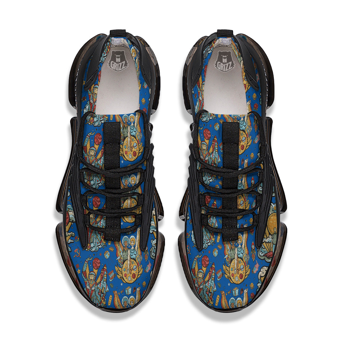 Exploration Of Mars Planet Print Pattern Black Gym Shoes-grizzshop