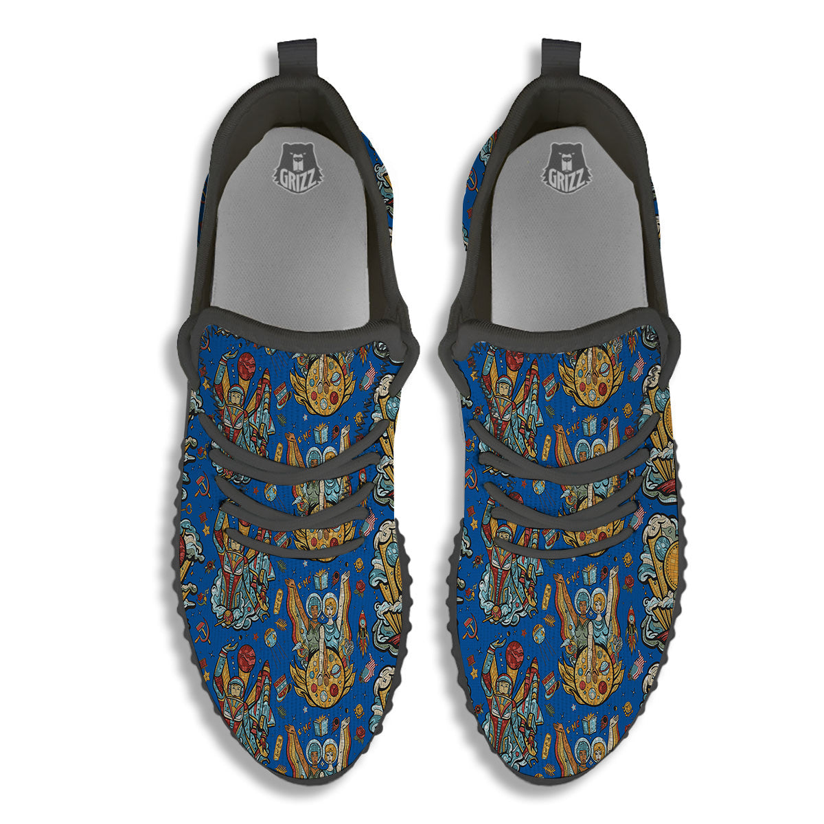 Exploration Of Mars Planet Print Pattern Black Walking Shoes-grizzshop