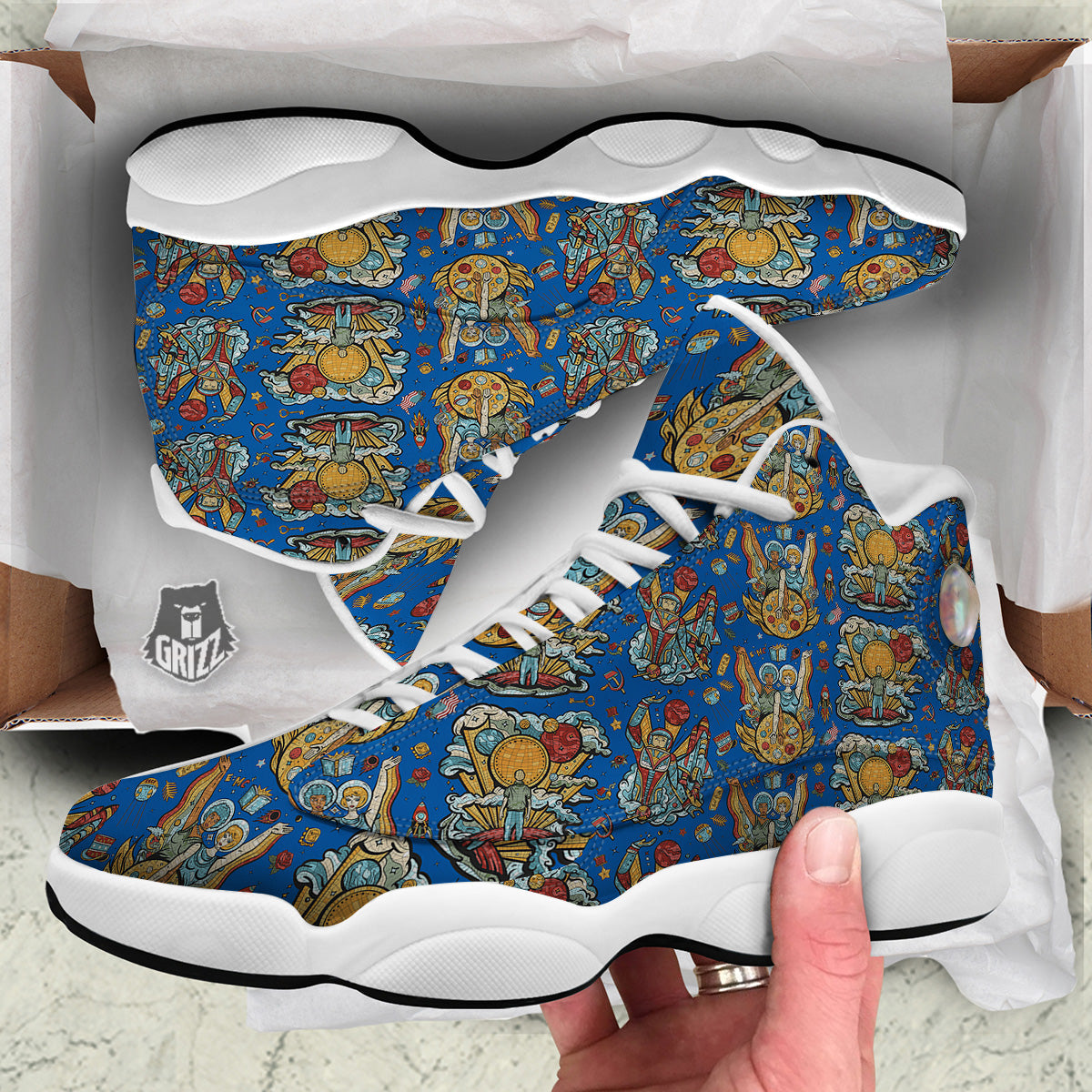 Exploration Of Mars Planet Print Pattern White Basketball Shoes-grizzshop