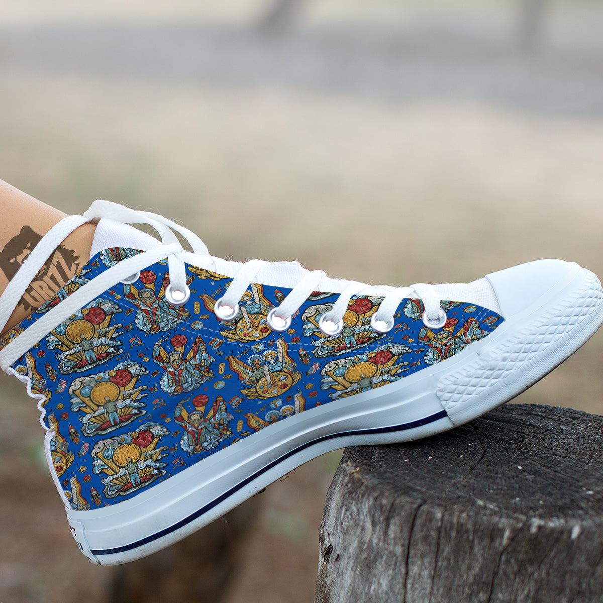 Exploration Of Mars Planet Print Pattern White High Top Shoes-grizzshop