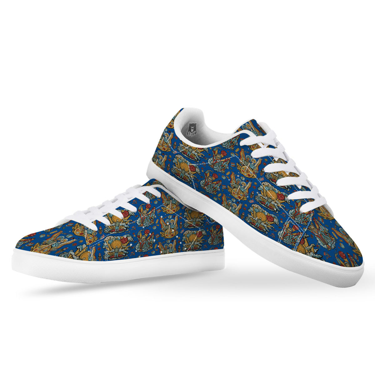 Exploration Of Mars Planet Print Pattern White Low Top Sneakers-grizzshop