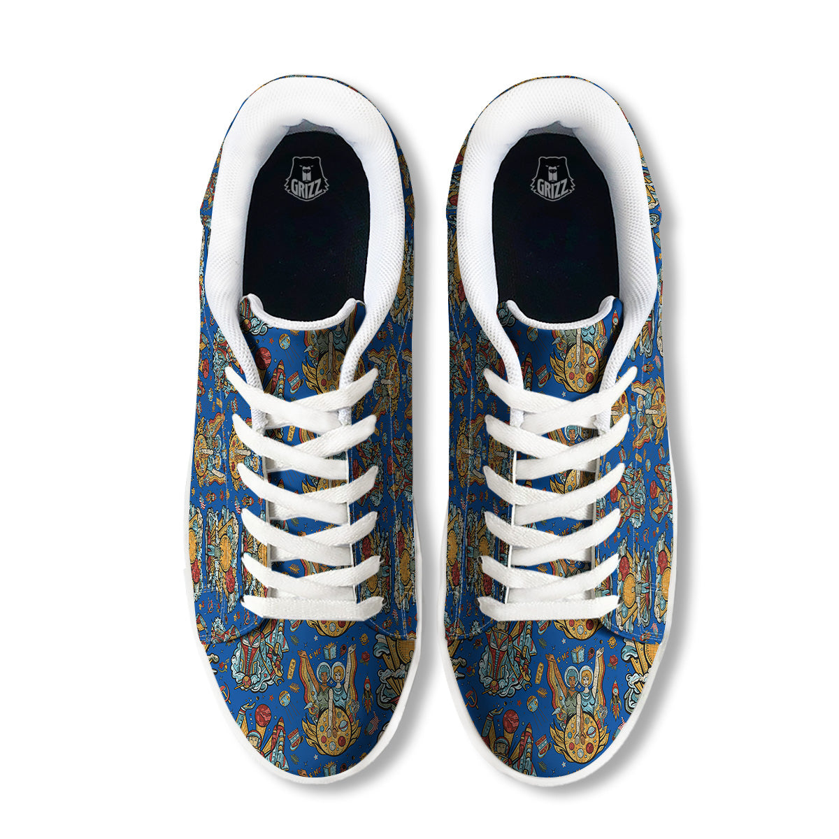 Exploration Of Mars Planet Print Pattern White Low Top Sneakers-grizzshop