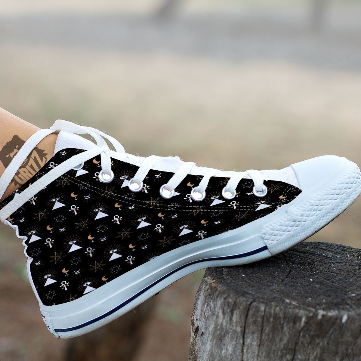Eye Of Horus Egypt Print Pattern White High Top Shoes-grizzshop