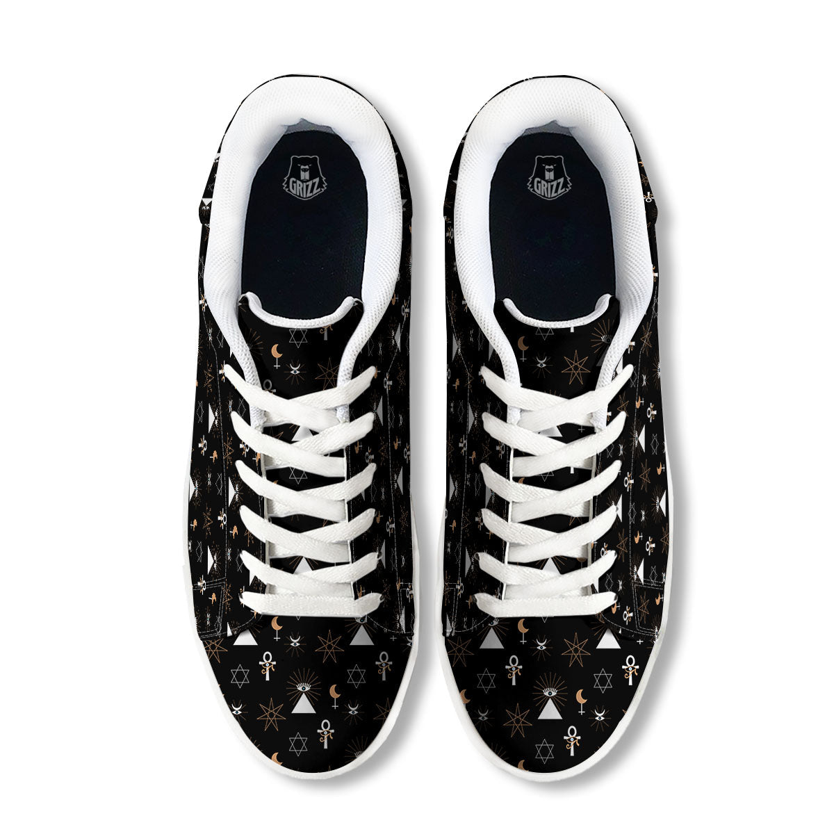 Eye Of Horus Egypt Print Pattern White Low Top Sneakers-grizzshop