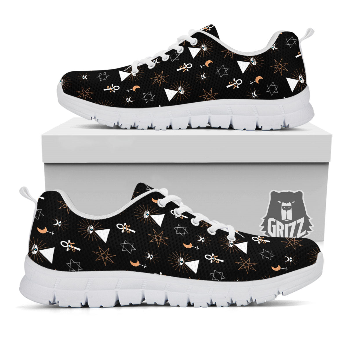 Eye Of Horus Egypt Print Pattern White Sneaker-grizzshop