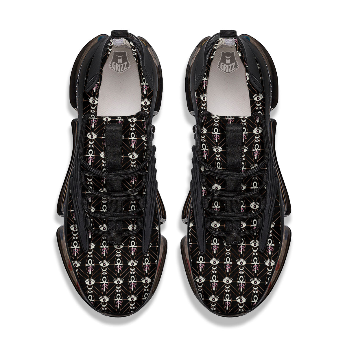 Eye Of Horus Egyptian Print Pattern Black Gym Shoes-grizzshop