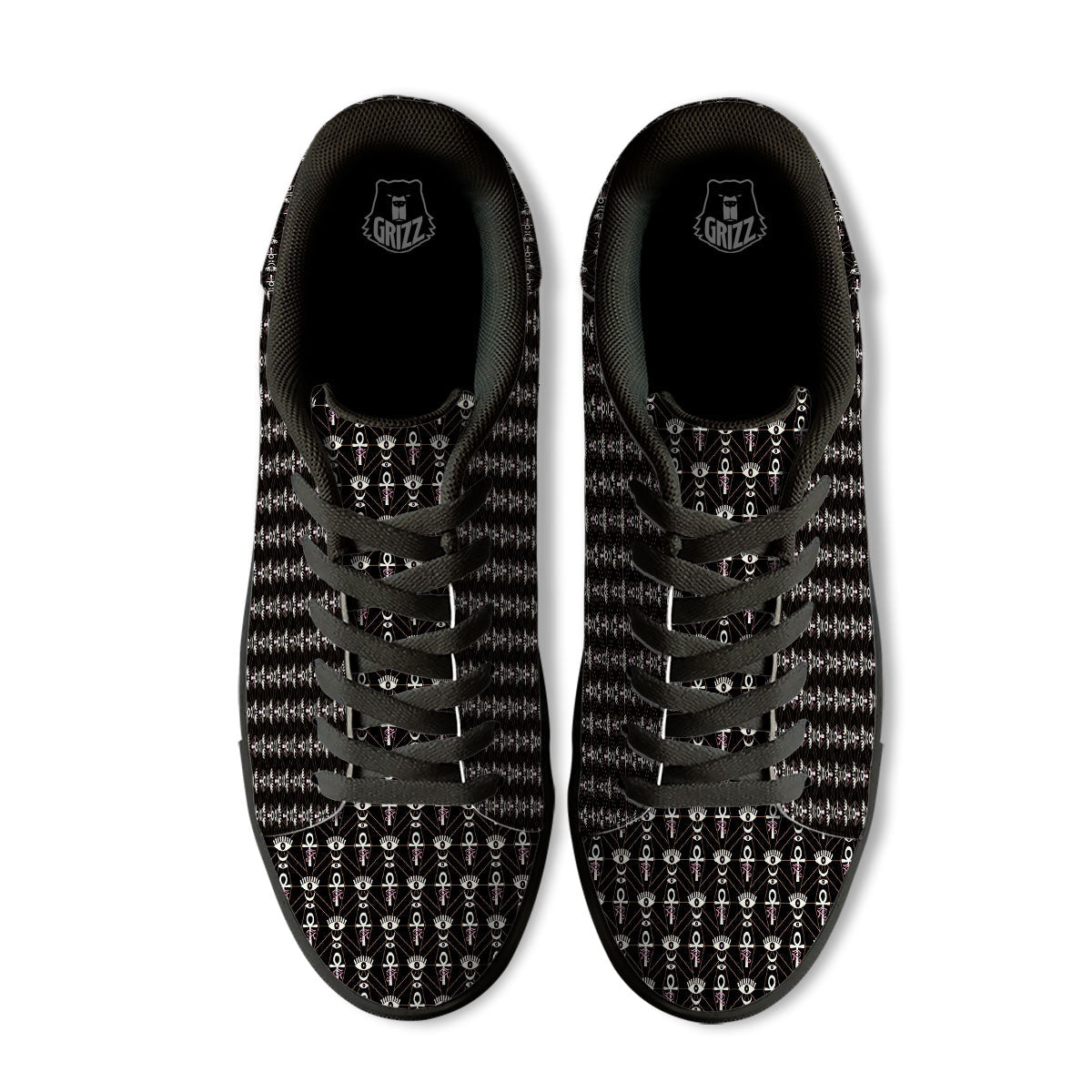 Eye Of Horus Egyptian Print Pattern Black Low Top Sneakers-grizzshop
