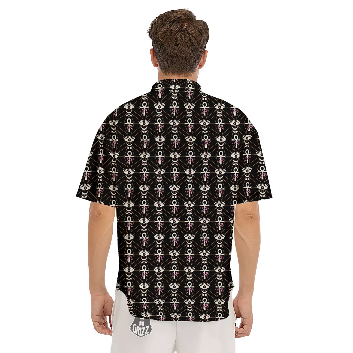 Eye Of Horus Egyptian Print Pattern Men's Short Sleeve Shirts-grizzshop