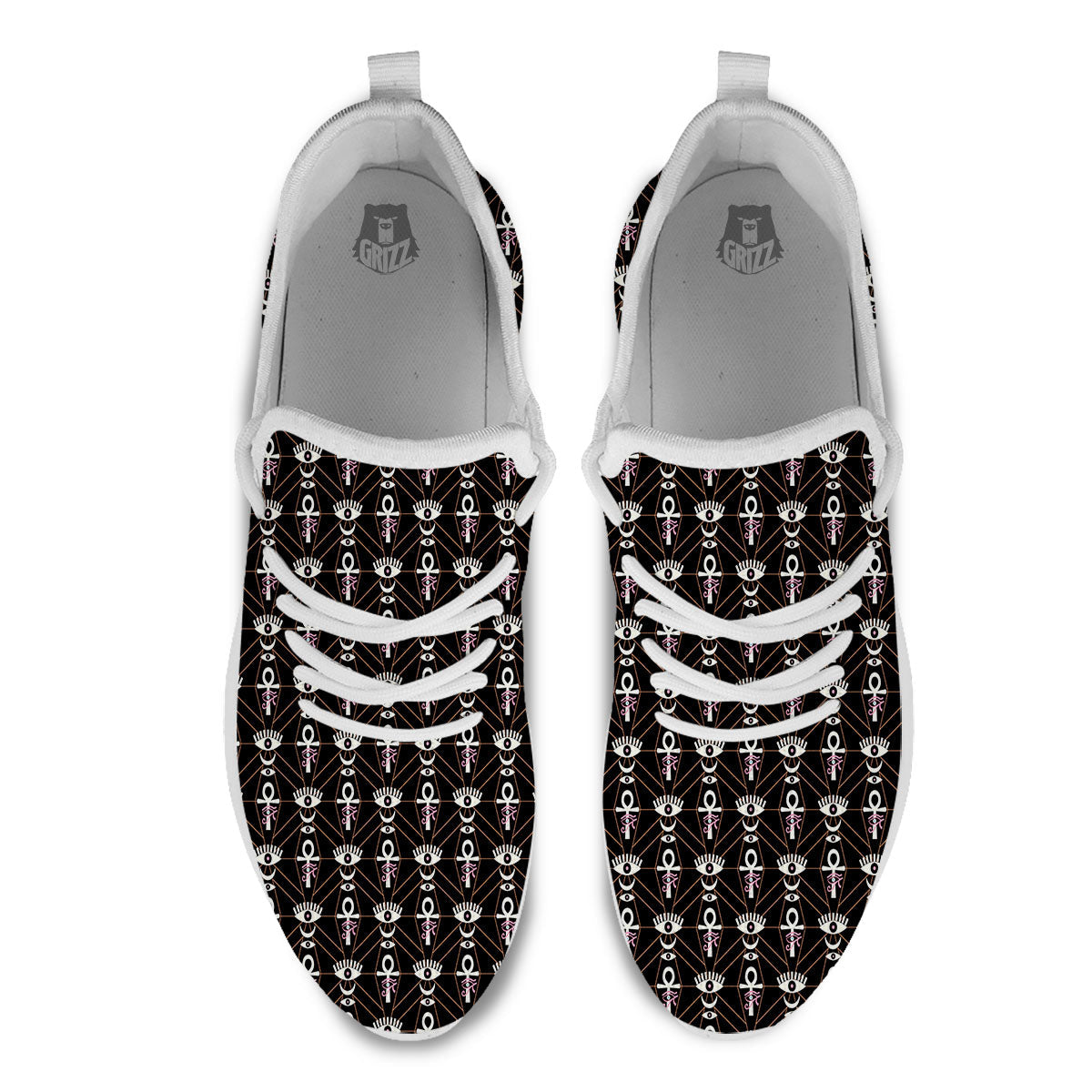Eye Of Horus Egyptian Print Pattern White Athletic Shoes-grizzshop