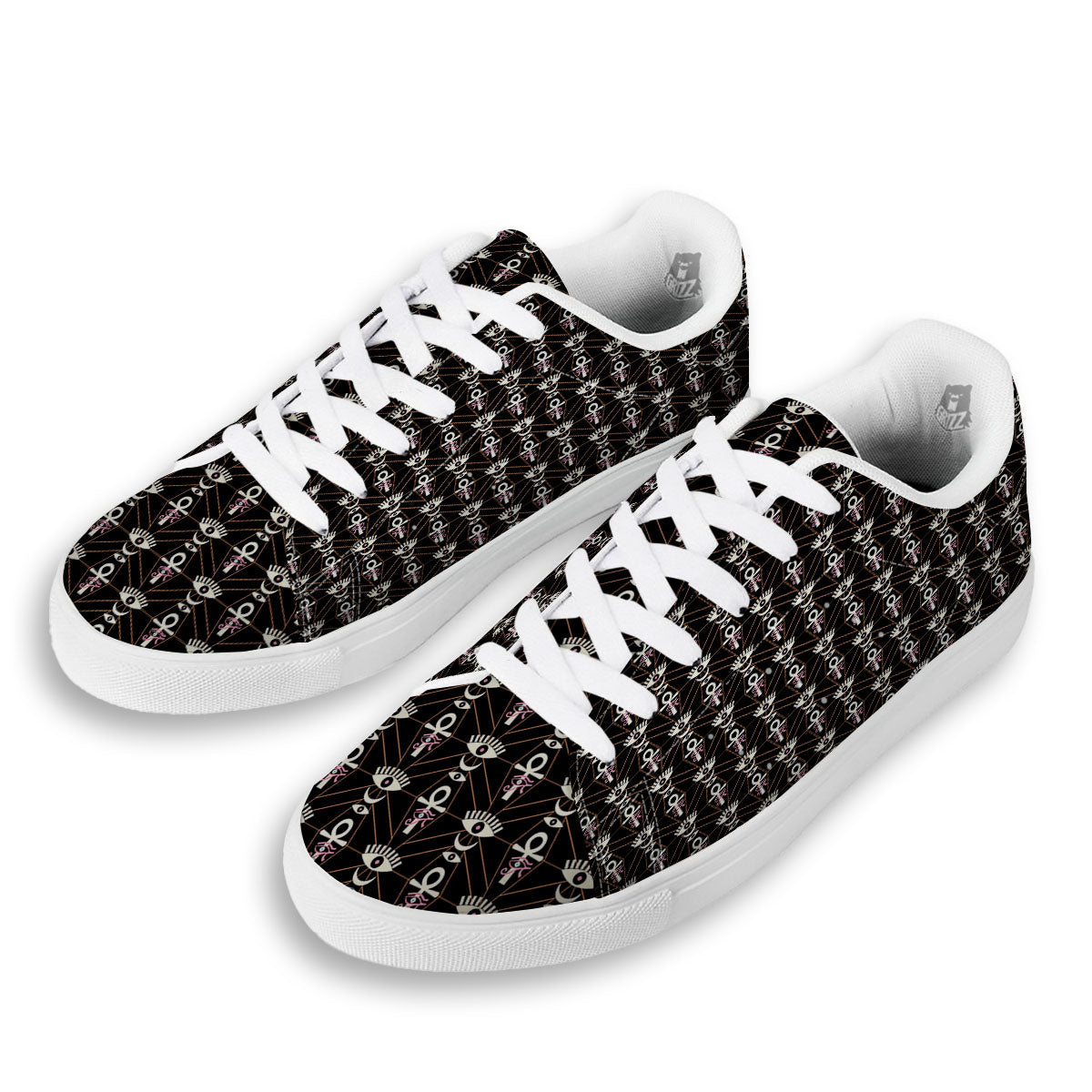 Eye Of Horus Egyptian Print Pattern White Low Top Sneakers-grizzshop