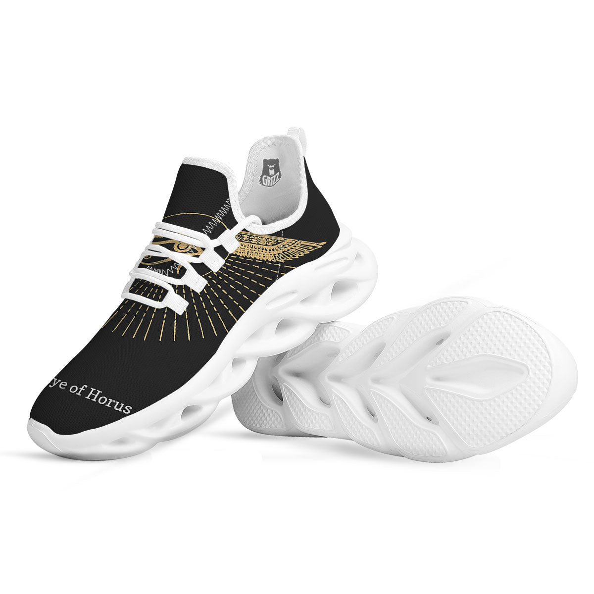 Eye Of Horus Egyptian Print White Running Shoes-grizzshop