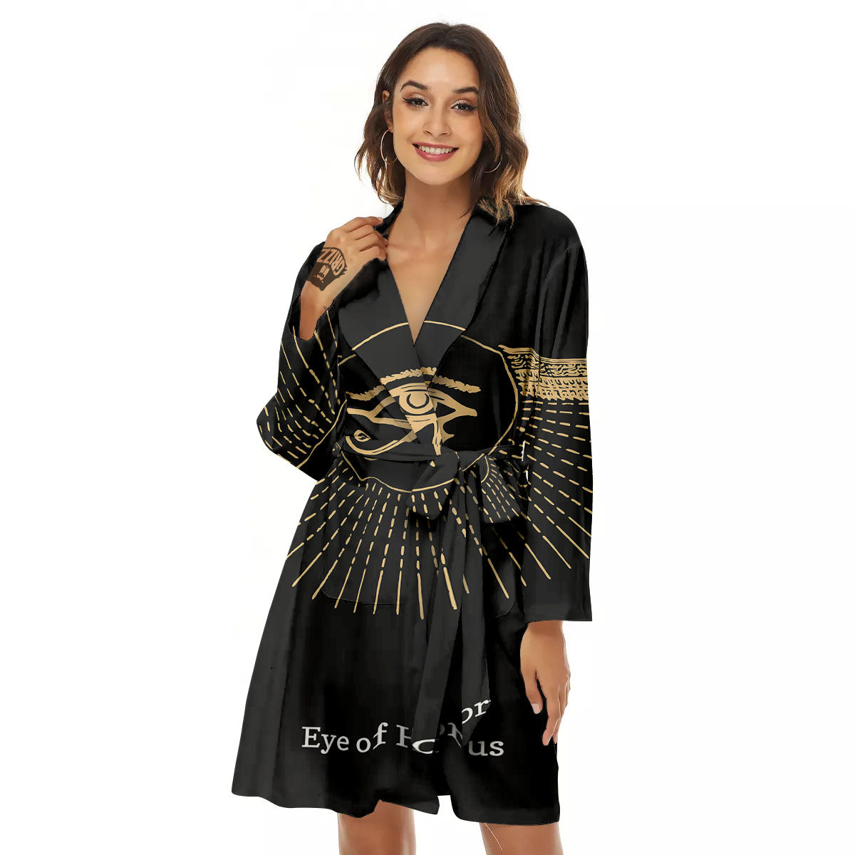 Eye Of Horus Egyptian Print Women's Robe-grizzshop