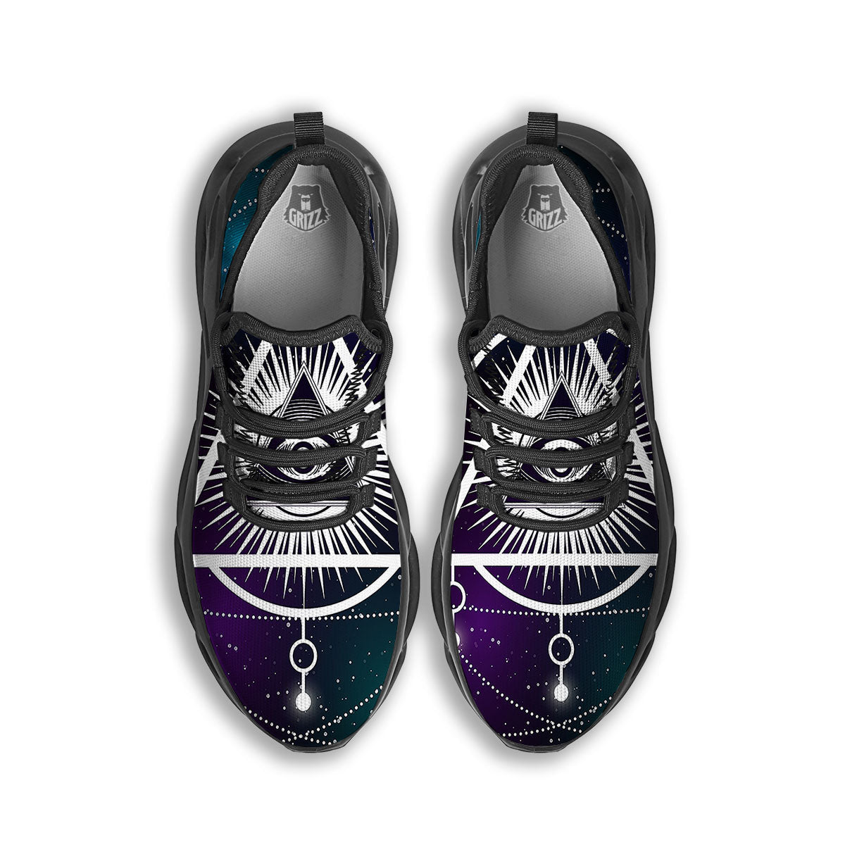 Eye Of Providence Galaxy Print Black Running Shoes-grizzshop