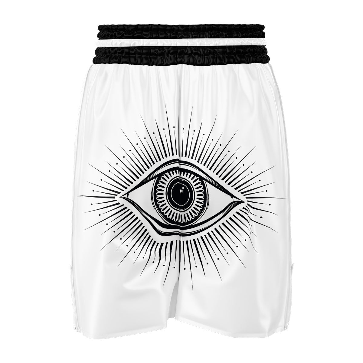 Eye of Providence White And Black Print Boxing Shorts-grizzshop
