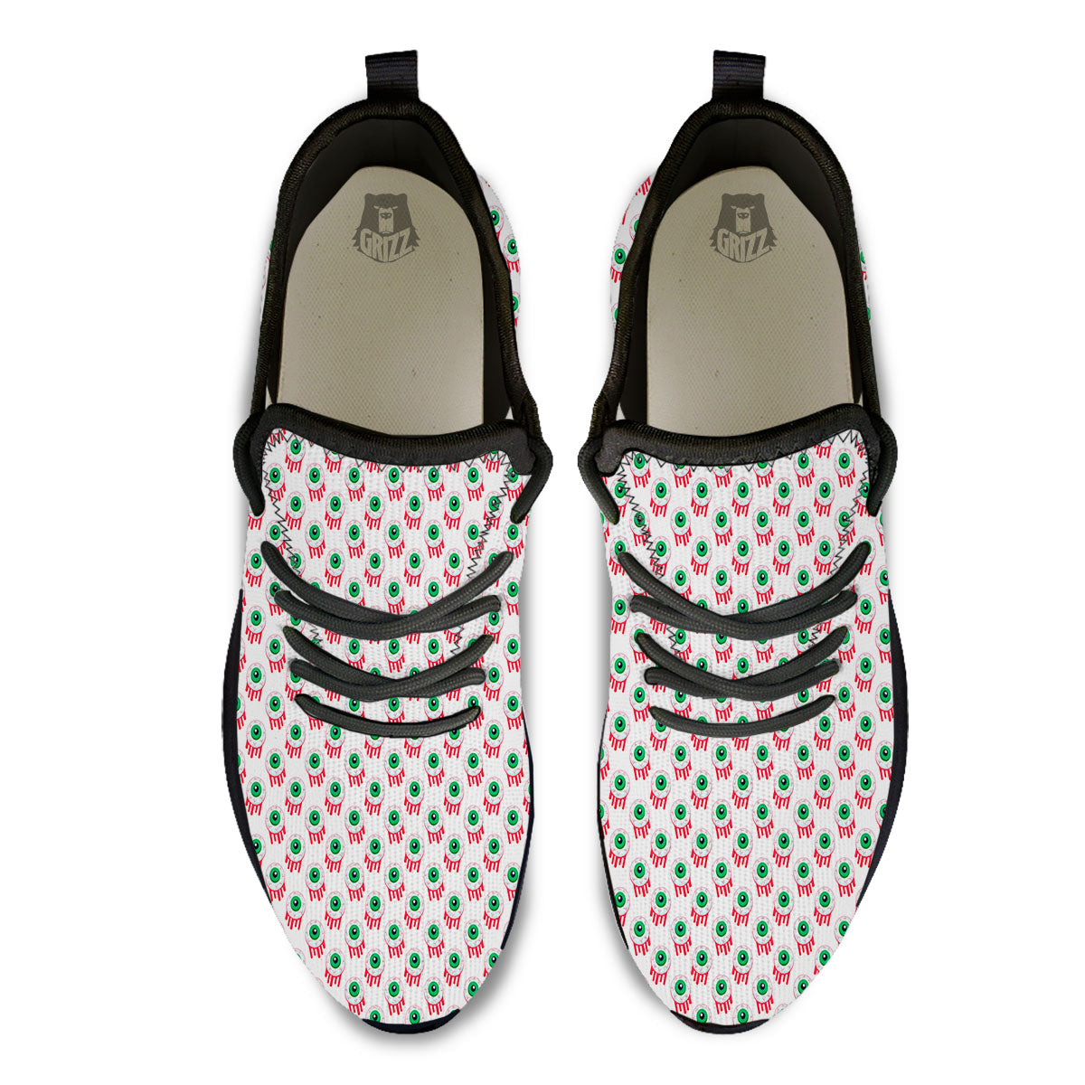 Eyeball Bloody Print Pattern Black Athletic Shoes-grizzshop