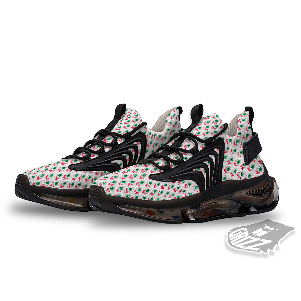 Eyeball Bloody Print Pattern Black Gym Shoes-grizzshop
