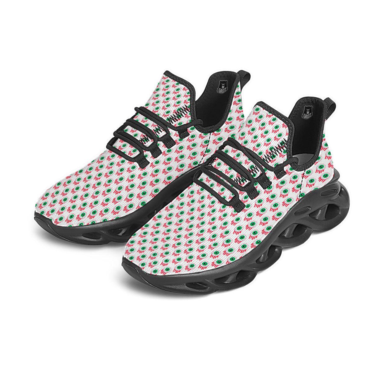 Eyeball Bloody Print Pattern Black Running Shoes-grizzshop