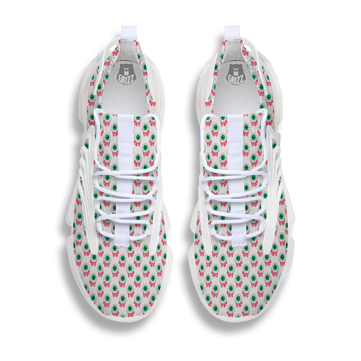 Eyeball Bloody Print Pattern White Gym Shoes-grizzshop