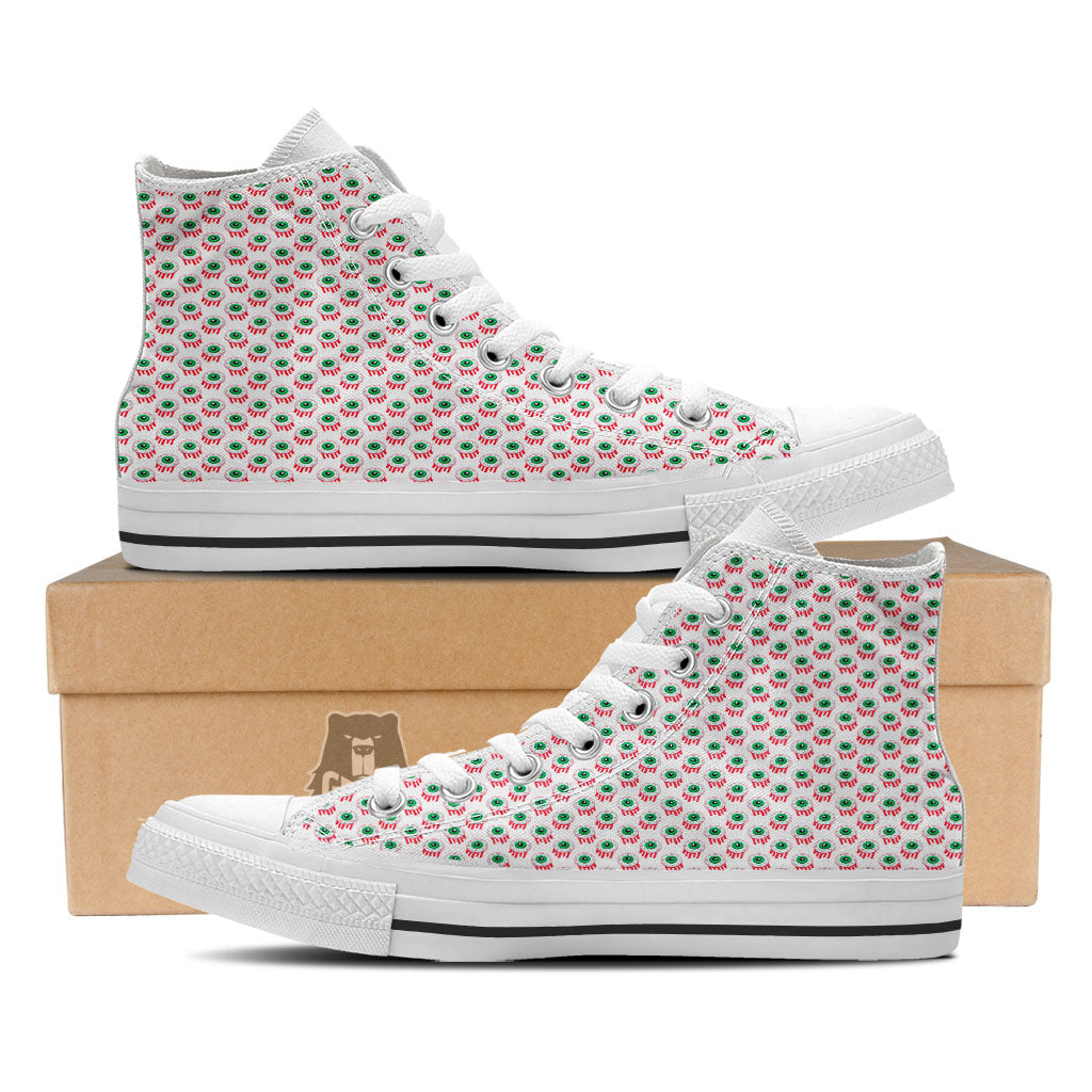 Eyeball Bloody Print Pattern White High Top Shoes-grizzshop