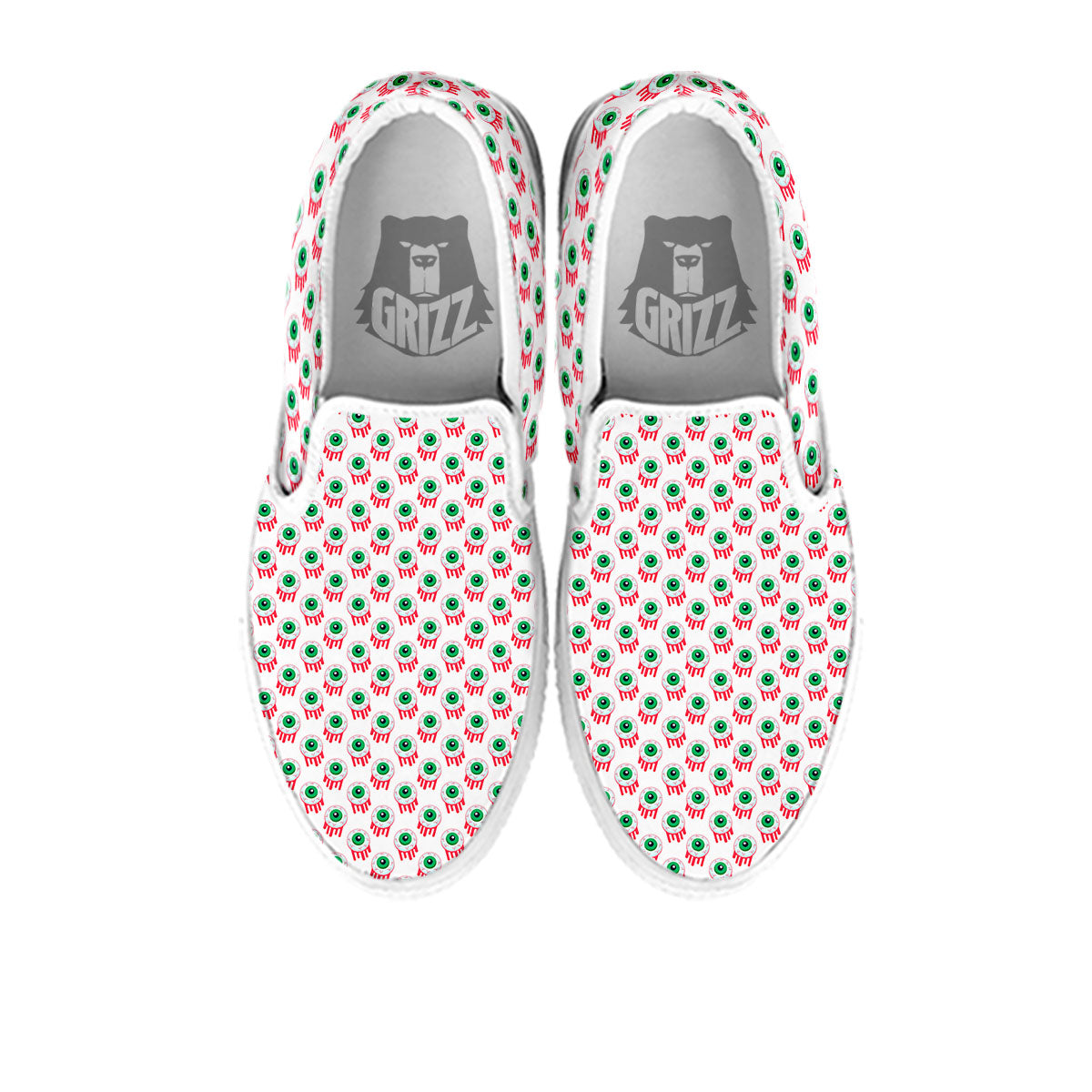 Eyeball Bloody Print Pattern White Slip On Shoes-grizzshop