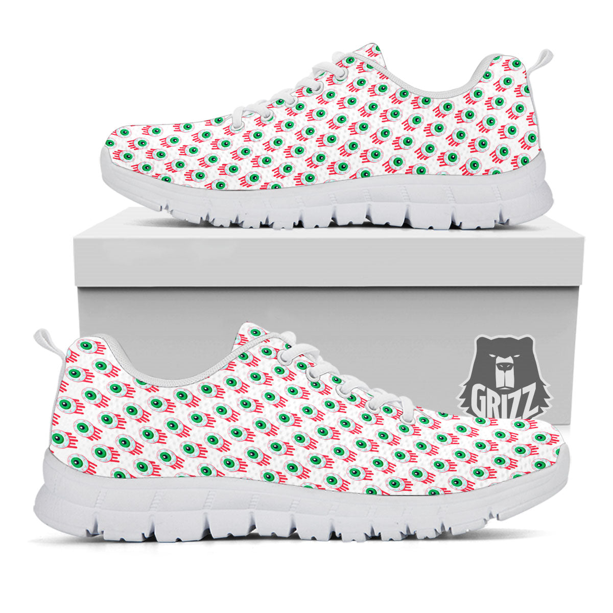 Eyeball Bloody Print Pattern White Sneaker-grizzshop