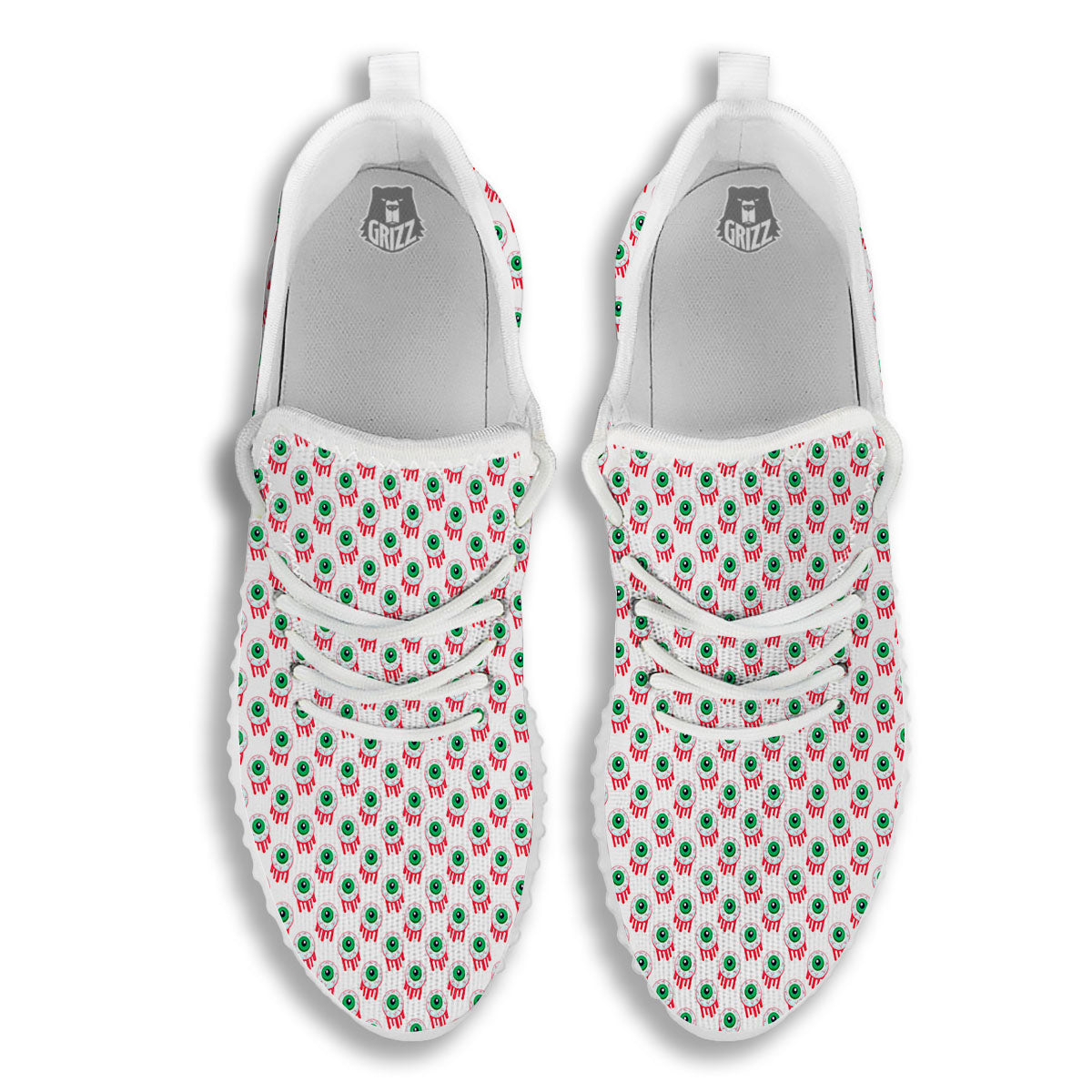 Eyeball Bloody Print Pattern White Walking Shoes-grizzshop