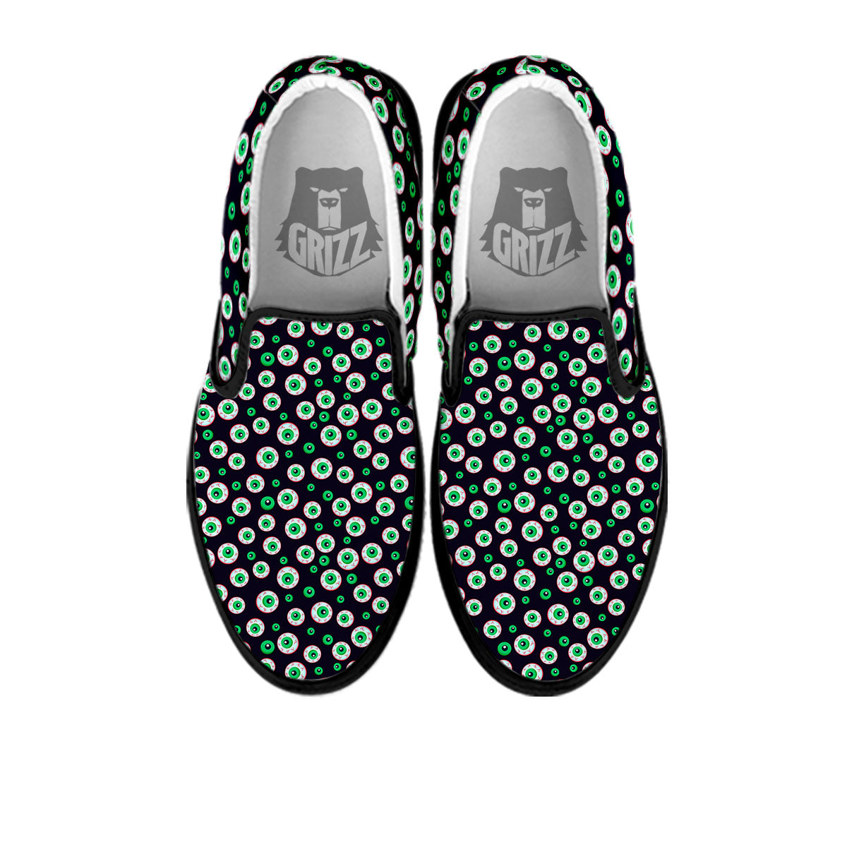 Eyeball Creepy Print Pattern Black Slip On Shoes-grizzshop
