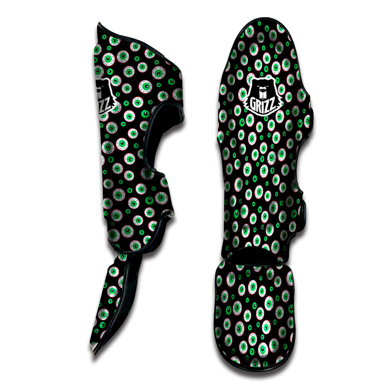 Eyeball Creepy Print Pattern Muay Thai Shin Guards-grizzshop